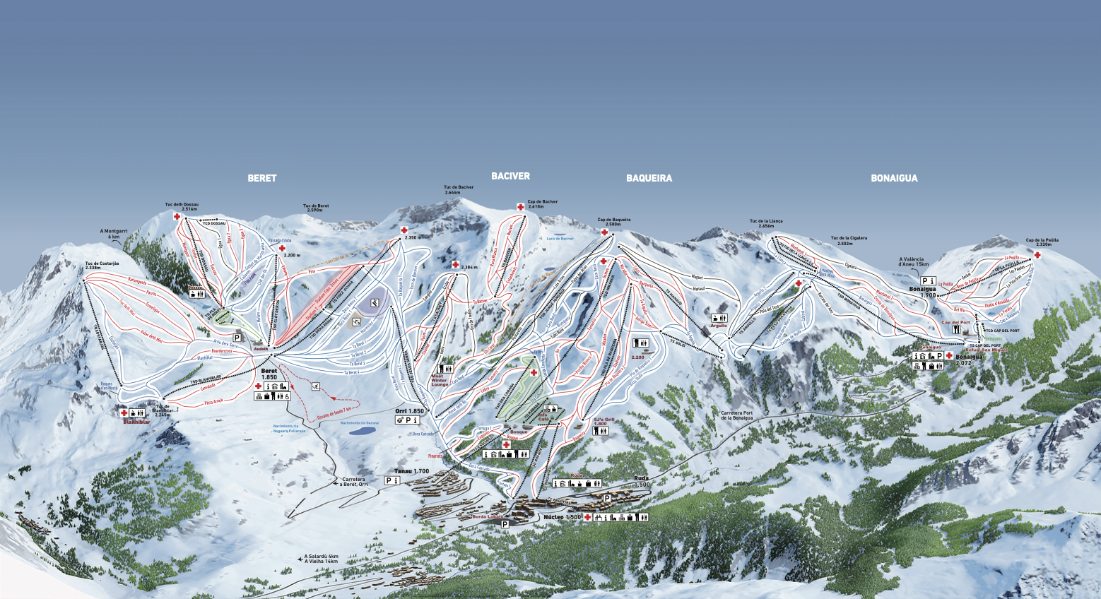 Copitos de Nieve - Estaciones de esquí, ski, snowboard - Mapa de la estación Baqueira Beret