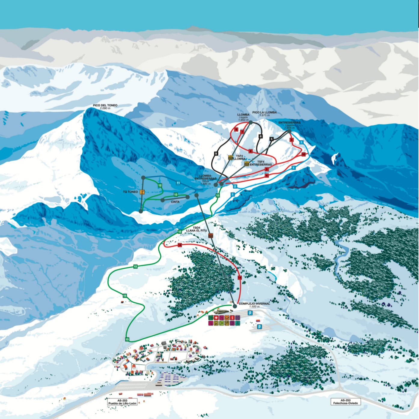 Copitos de Nieve - Estaciones de esquí, ski, snowboard - Mapa de la estación Fuentes de Invierno