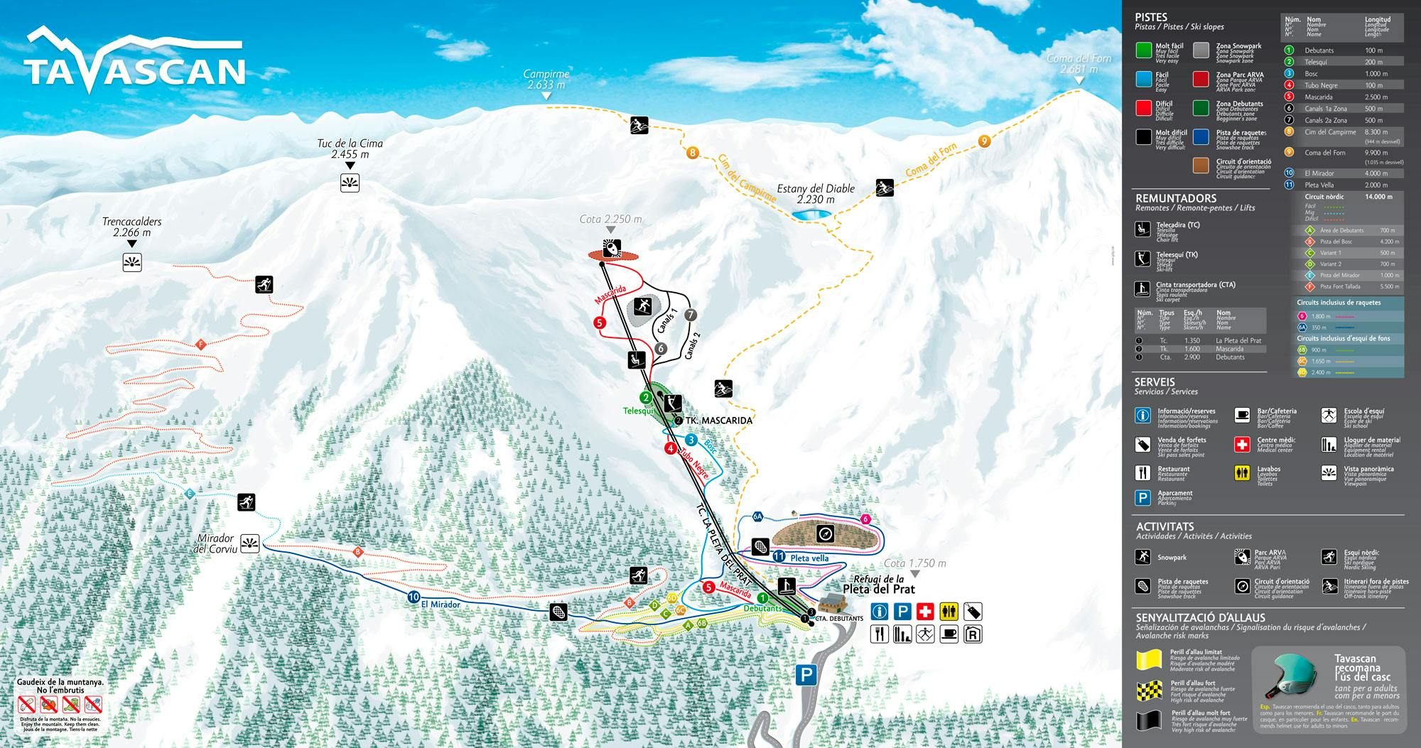 Copitos de Nieve - Estaciones de esquí, ski, snowboard - Mapa de la estación Tavascán