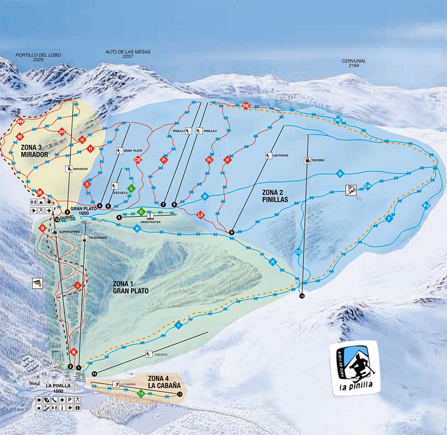 Copitos de Nieve - Estaciones de esquí, ski, snowboard - Mapa de la estación La Pinilla