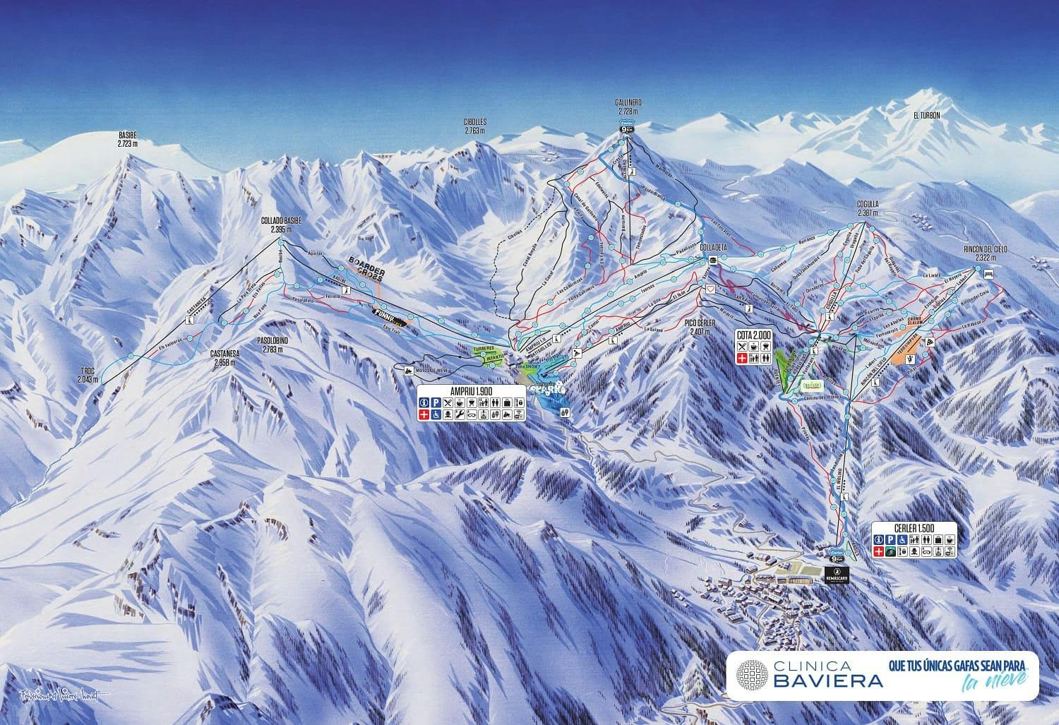 Copitos de Nieve - Estaciones de esquí, ski, snowboard - Mapa de la estación Cerler