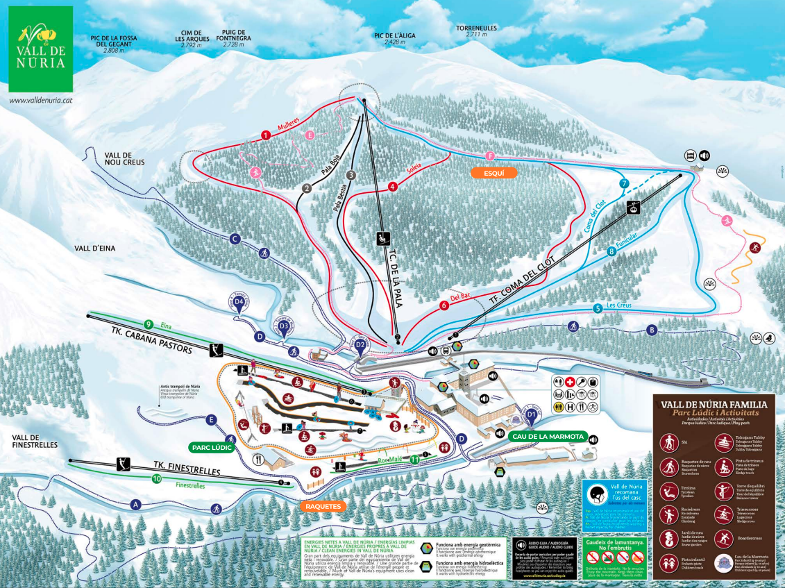 Copitos de Nieve - Estaciones de esquí, ski, snowboard - Mapa de la estación Vall de Núria