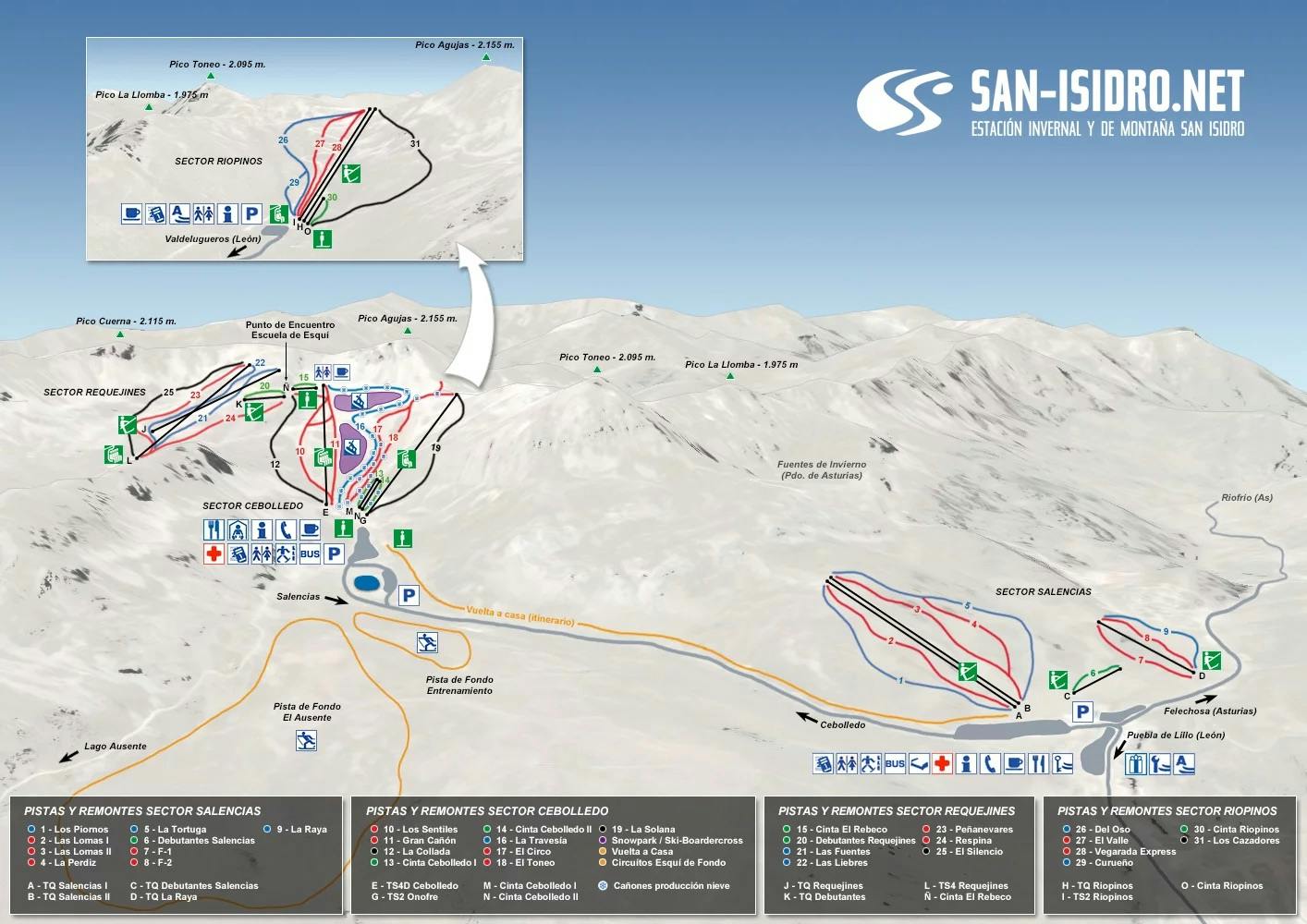 Copitos de Nieve - Estaciones de esquí, ski, snowboard - Mapa de la estación San Isidro