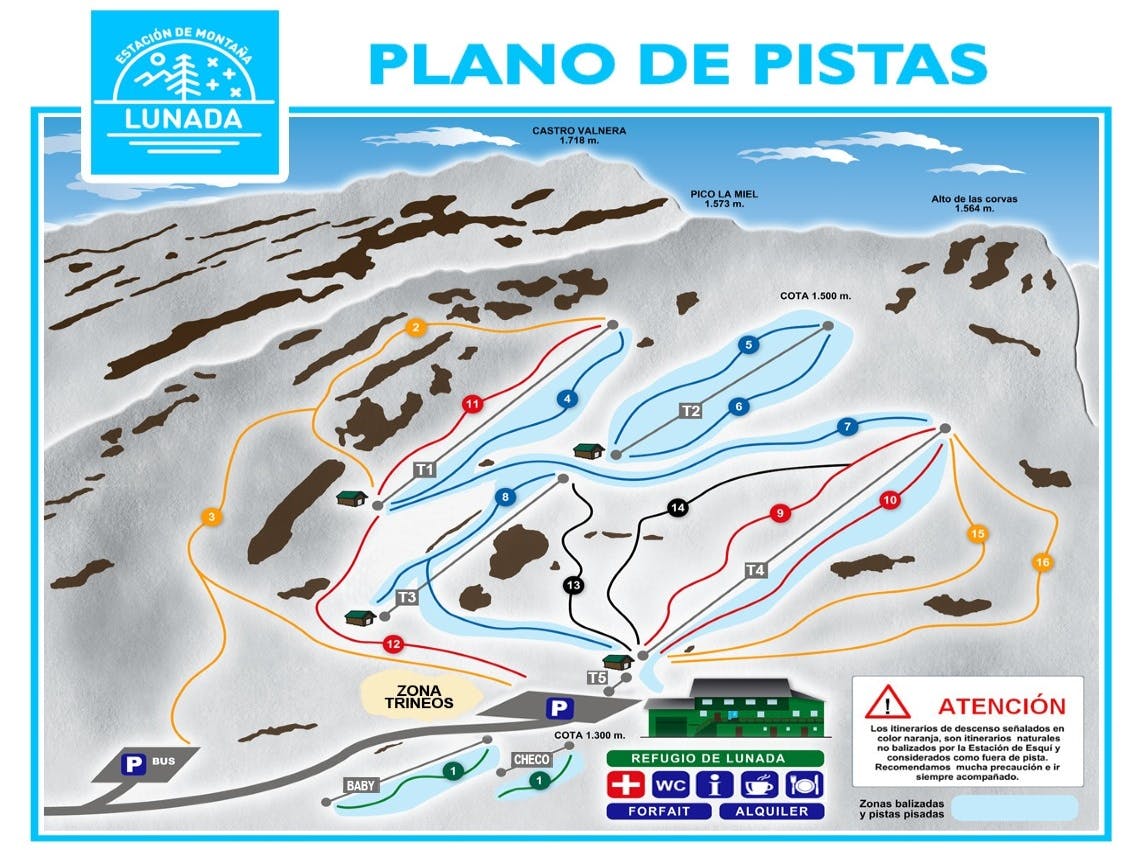Copitos de Nieve - Estaciones de esquí, ski, snowboard - Mapa de la estación Lunada