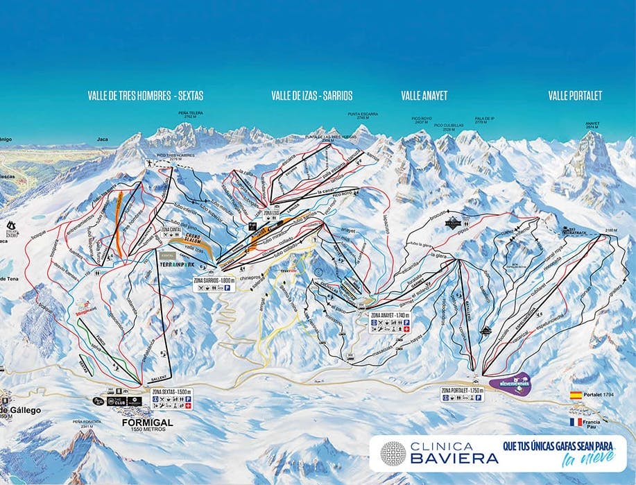 Copitos de Nieve - Estaciones de esquí, ski, snowboard - Mapa de la estación Formigal