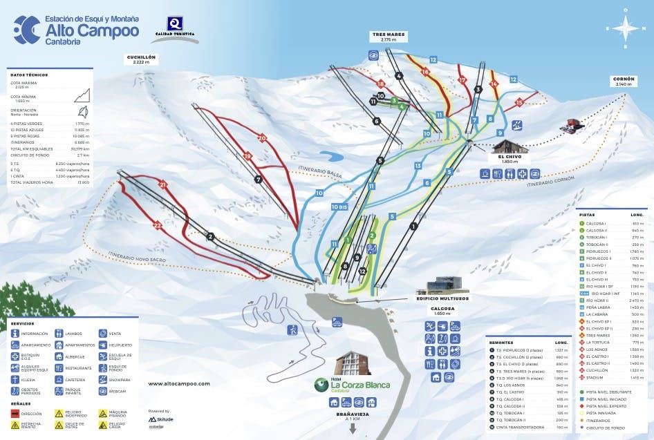 Copitos de Nieve - Estaciones de esquí, ski, snowboard - Mapa de la estación Alto Campoo